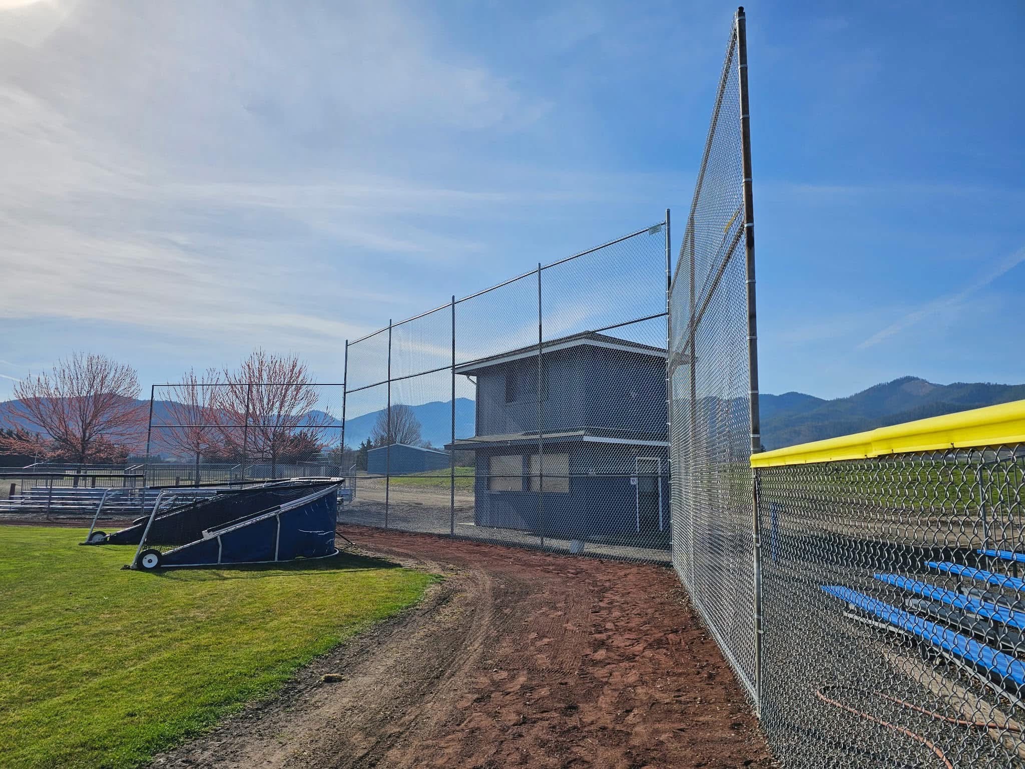 Rebuilt Chain Link baseball backstop at Colver Fields near Phoenix, Oregon