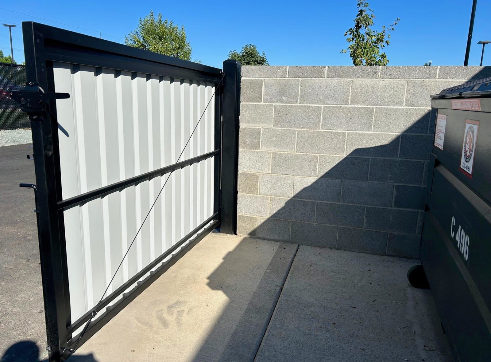 12' Wide x 5' High Double Swing Black Corrugated Metal Gate with Galvanized Tube Steel Frame, Painted Black