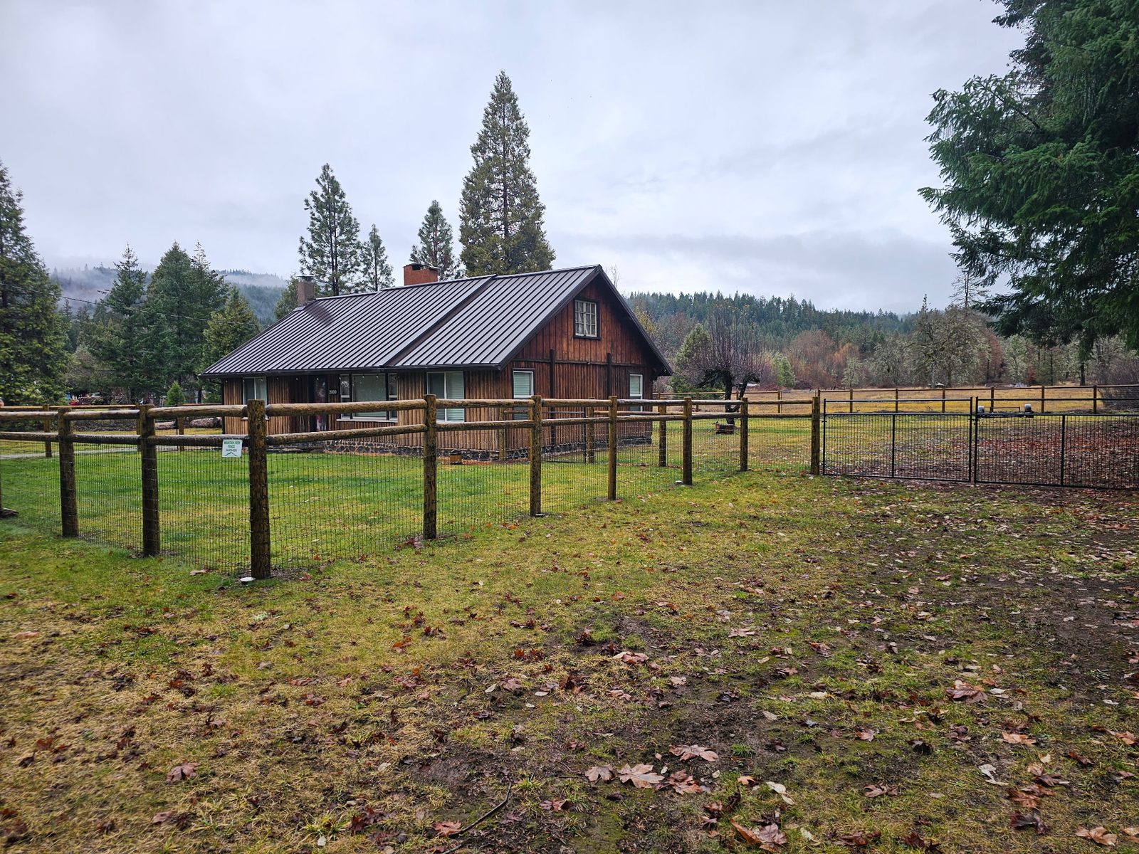 2-Rail Post-N-Rail Fencing with Non-Climb Fabric