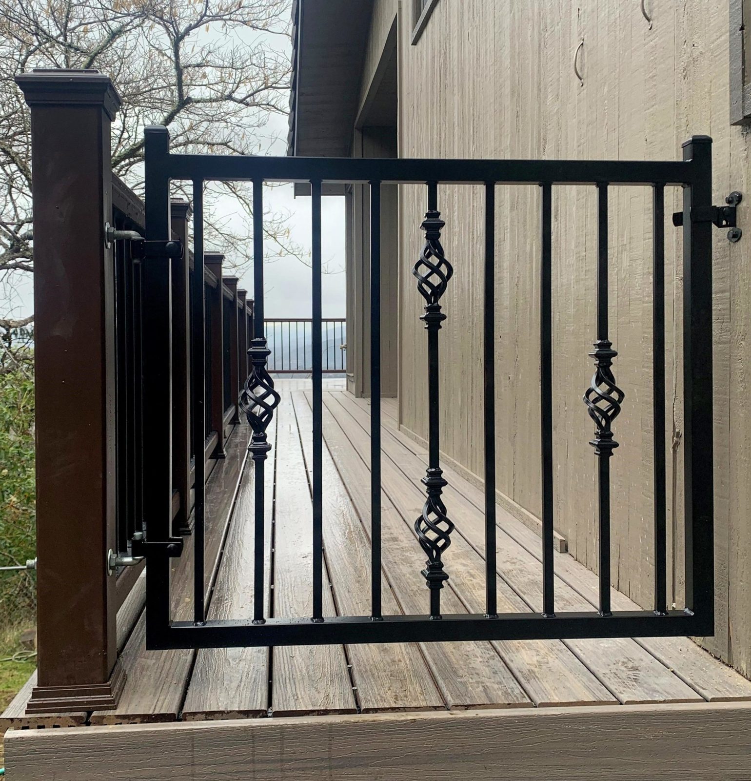 3' High x 4' Wide Regal Style Ornamental Iron Walk Gate with Bird's Nest Pickets
