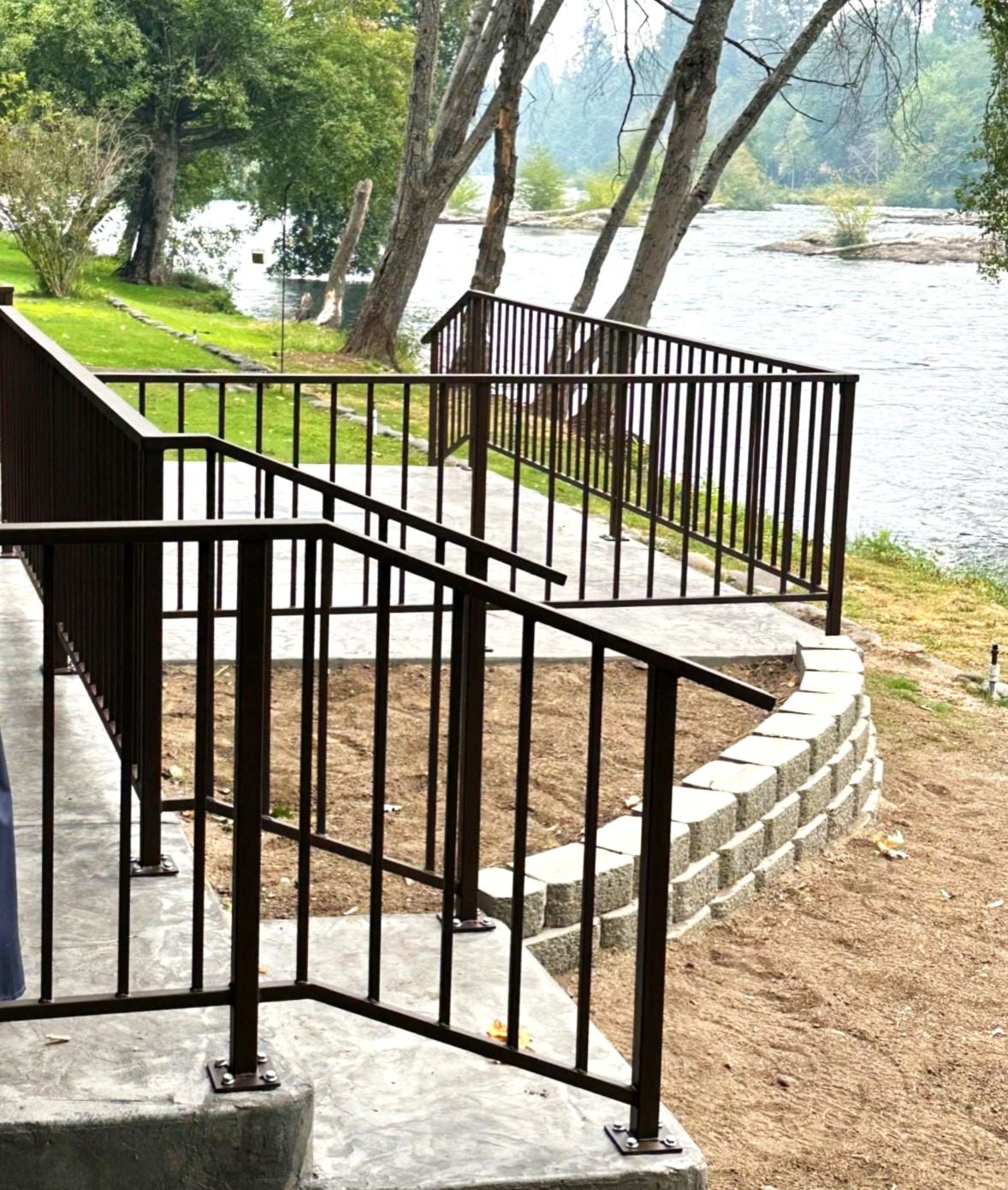 36 Inch High Ornamental Iron Railing with Rubbed Oil Bronze Powder Coated Finish