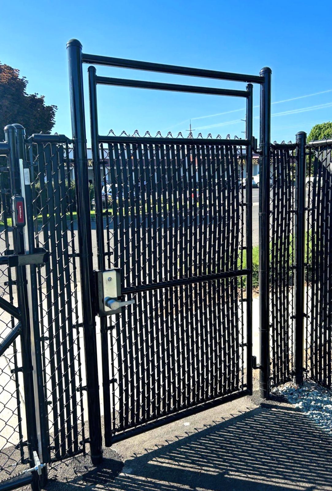 4' Wide x 6' High Walk Gate Powder Coated Black with Security Latch Combination Entry
