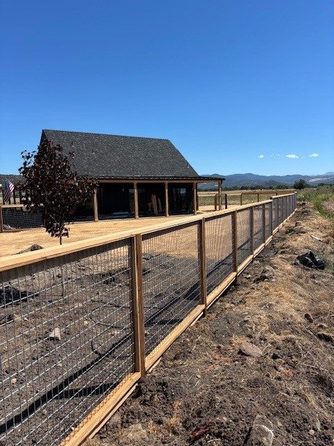 5' High Grid Style Wood Framed Fence