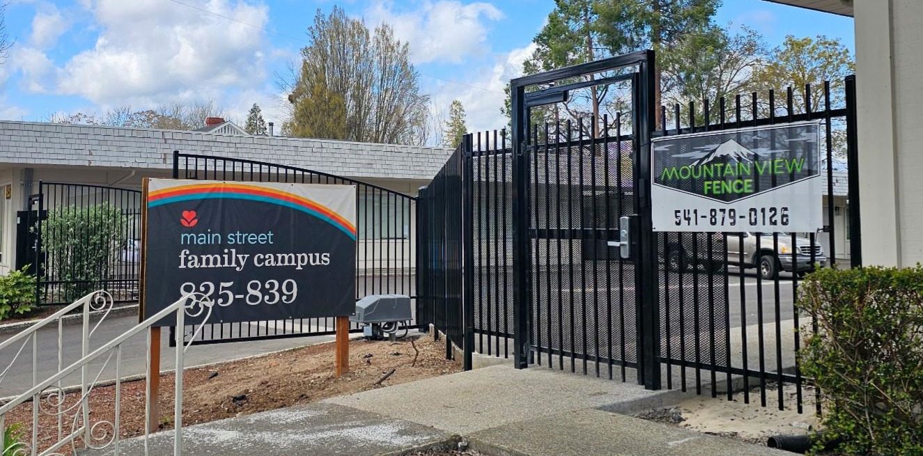 6' High Aristocrat Style Ornamental Iron Fence with 4' Wide Walk Gate & Panic Hardware & Perf Plate