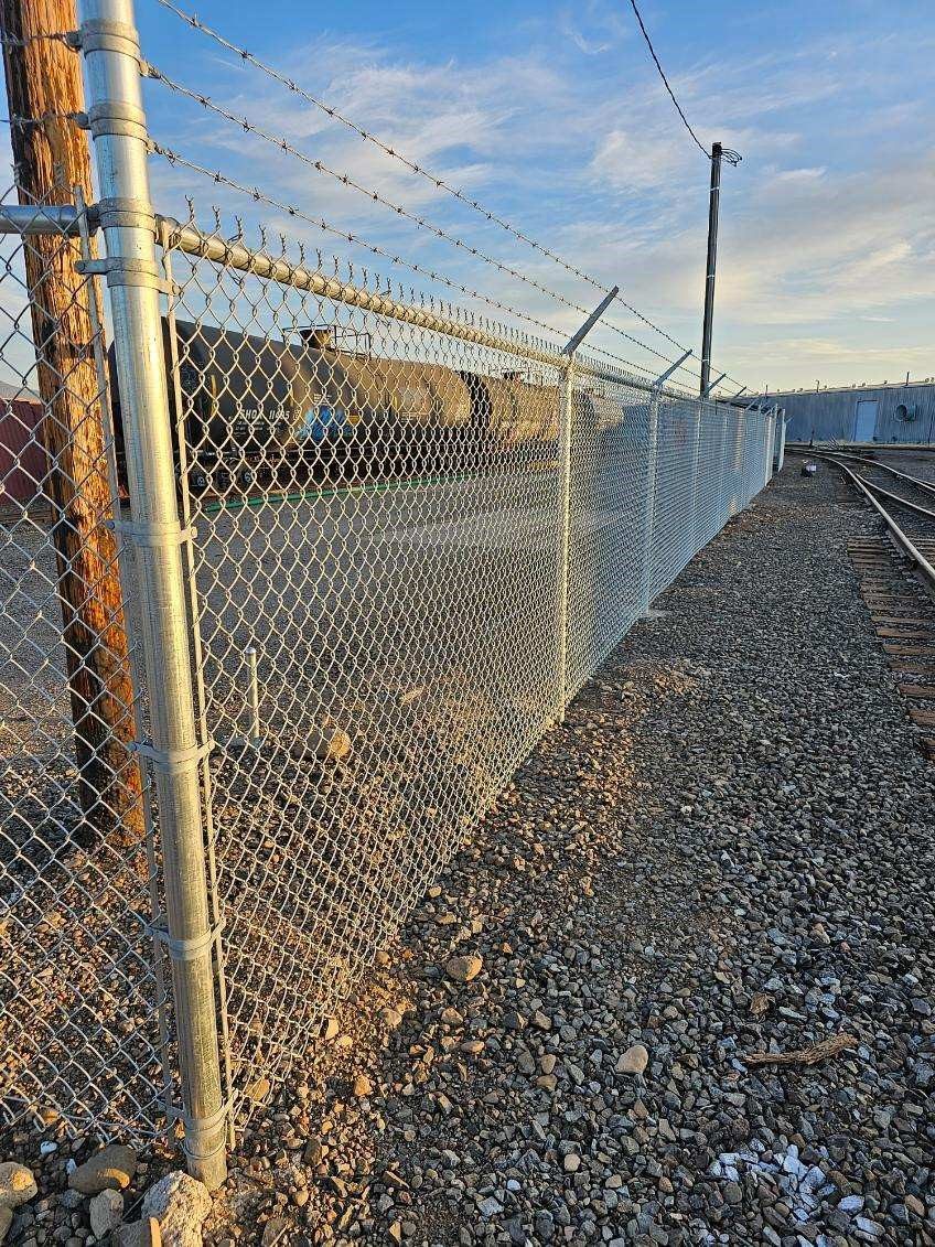 6' High Chain Link Fence with 3 Strands Barbed Wire on Top