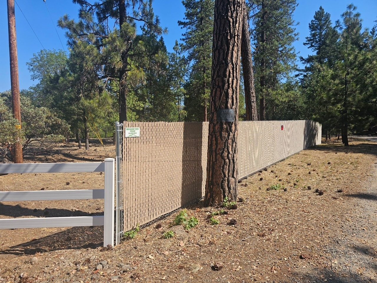 6' High Chain Link with Tan Privacy Slats