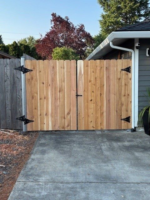 6' High Dog Eared Cedar Double Swing RV Gates