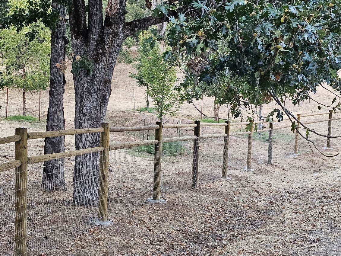 6' High Post-N-Rail Fencing with 5' High Non-Climb Fabric