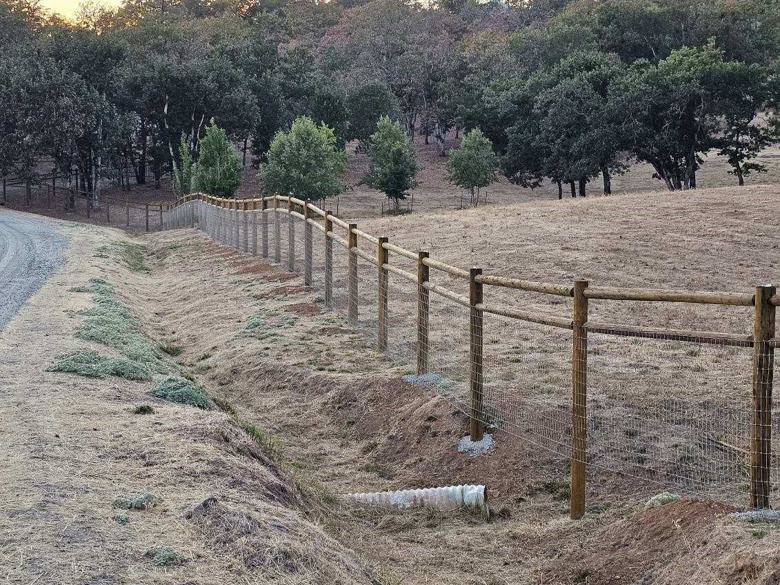 6' High Post-N-Rail Fencing with 5' High Non-Climb Fabric