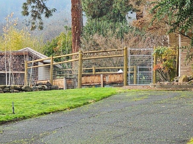 6' High Post-N-Rail Fencing with 5' High Non-Climb Fabric & Galvanized Steel Grid Gate
