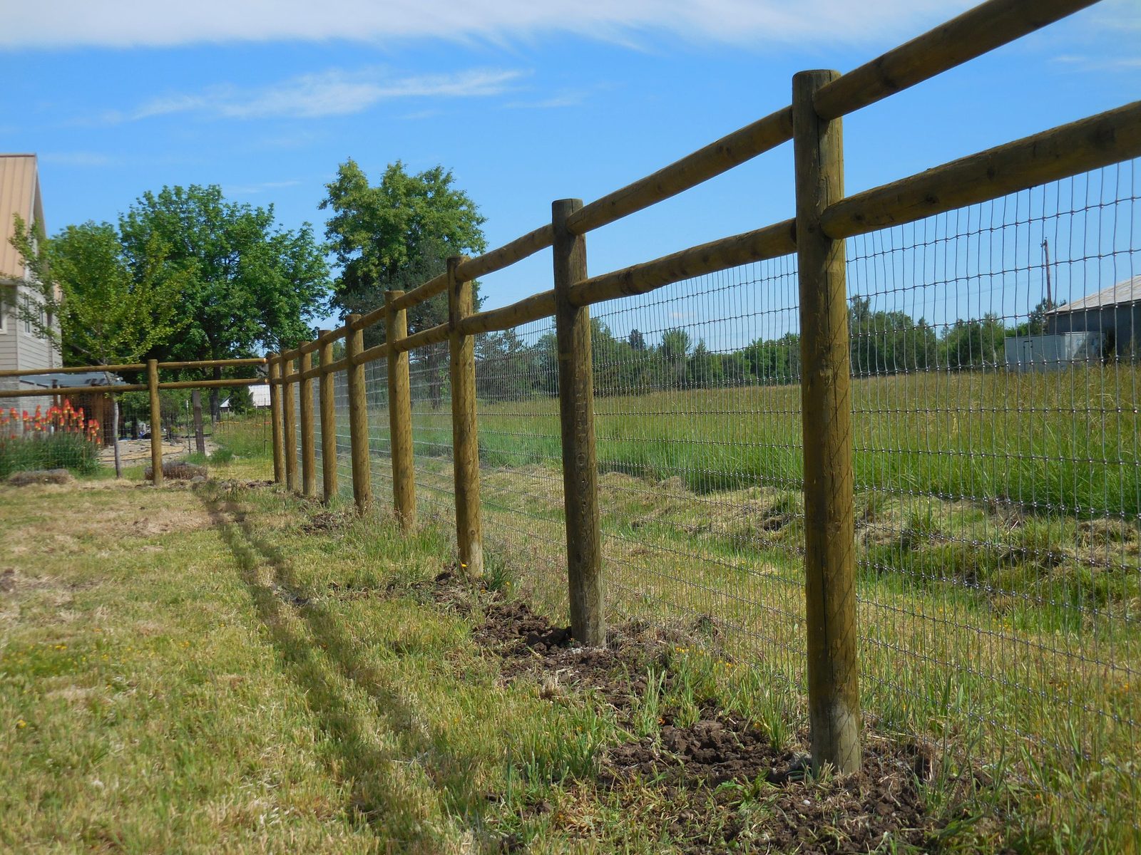 6' High Post-N-Rail Fencing with Non-Climb Fabric & Treated Douglas Fir Posts