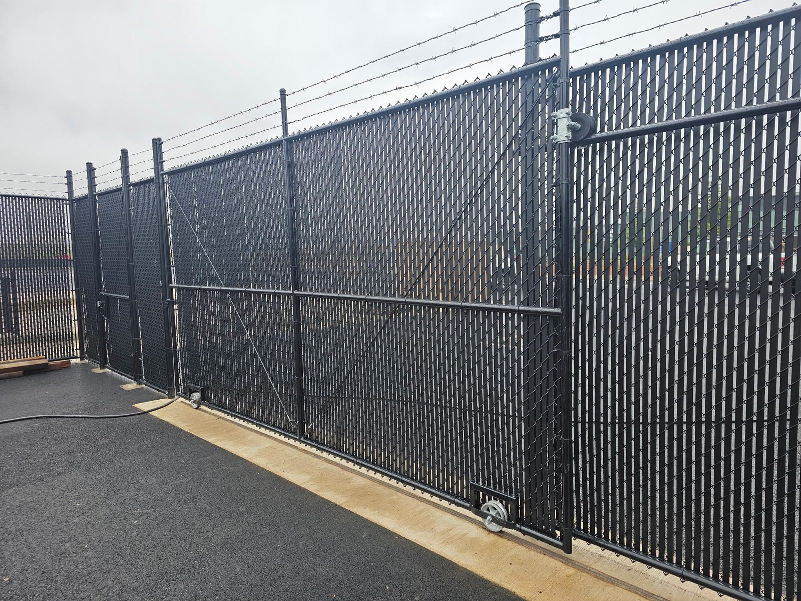 Chain Link Roll Gate with Angle Iron Track