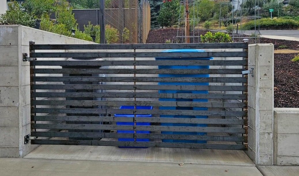 Custom Trash Enclosure with Steel Flat Bar