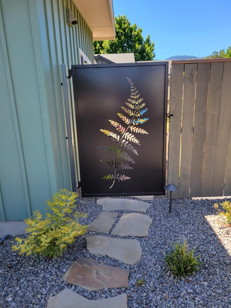 Custom Water Jet Cut Artwork Applied to a Walk Gate