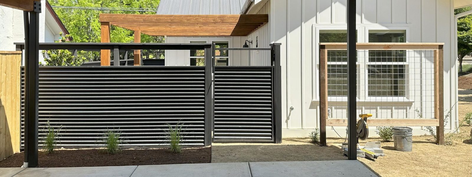 Horizontal Corrugated Metal Panel Fence
