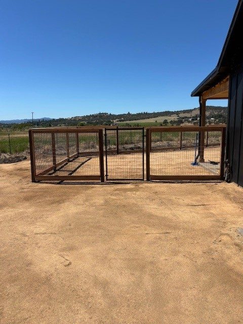 Powder Coated Walk Gate to Match Grid Style Wood Framed Fence