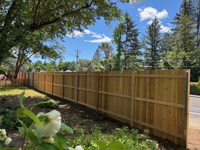 Square Top Cedar Fence on Postmaster Galvanized Steel Posts